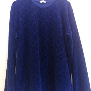 Christian Dior Burnout Logo Velour Sweatshirt Size L